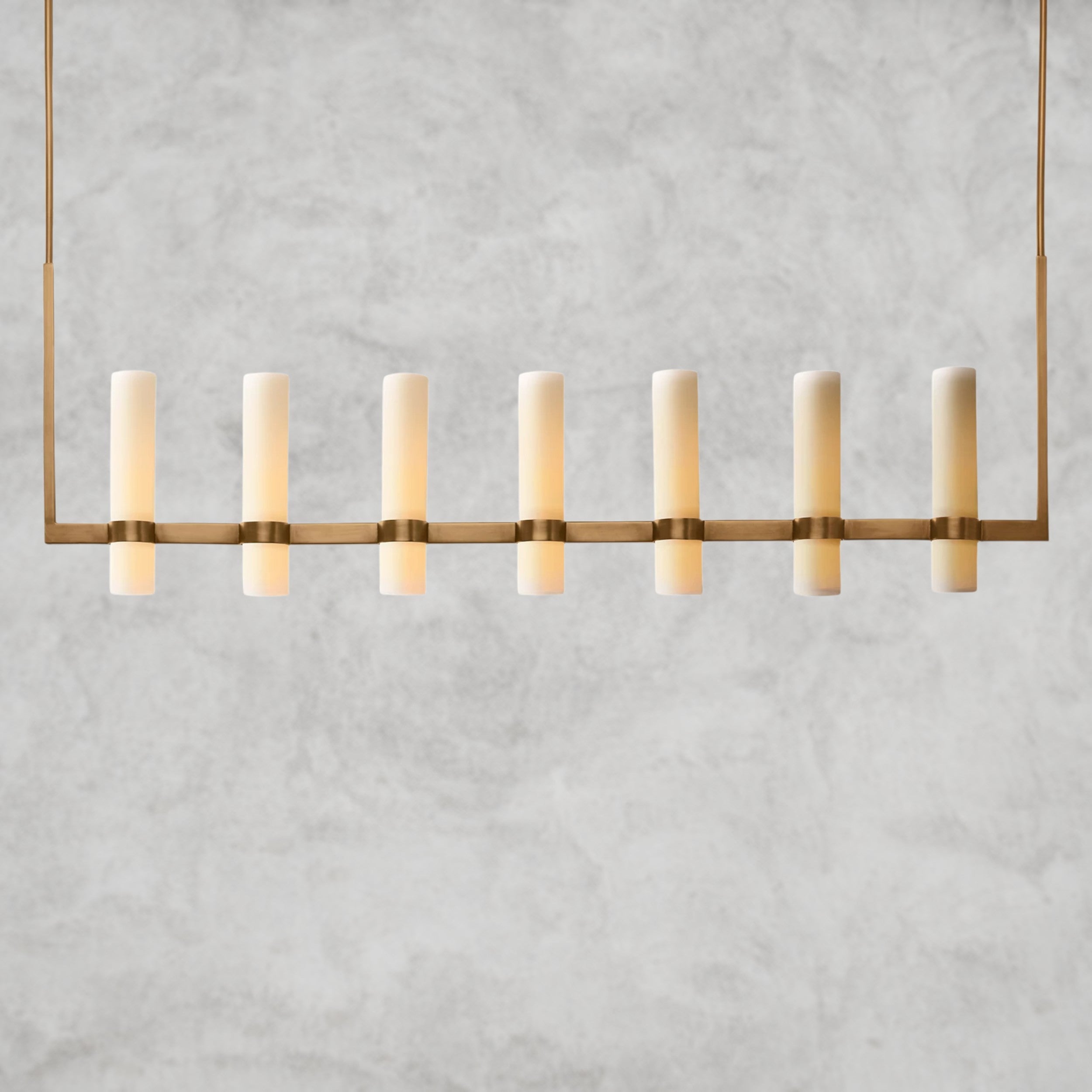 Ravelle Linear Milk Glass Chandelier 59", 71"